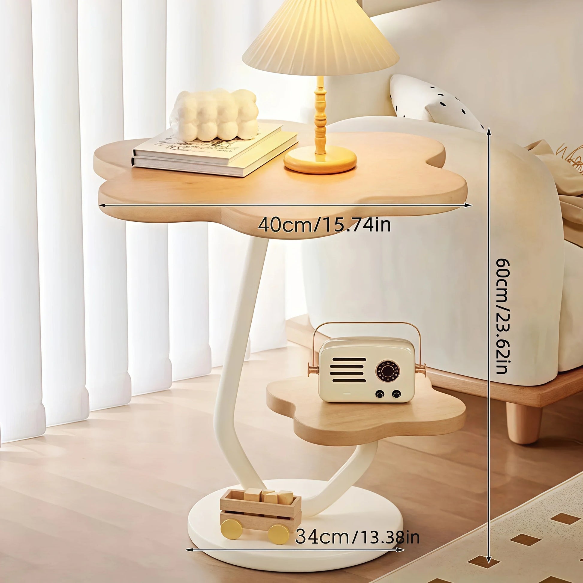 Stylish Floral Design End Table with Storage - Image 2