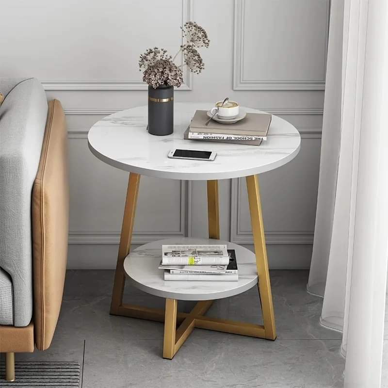 Elegant Marble Effect Side Table - Image 1