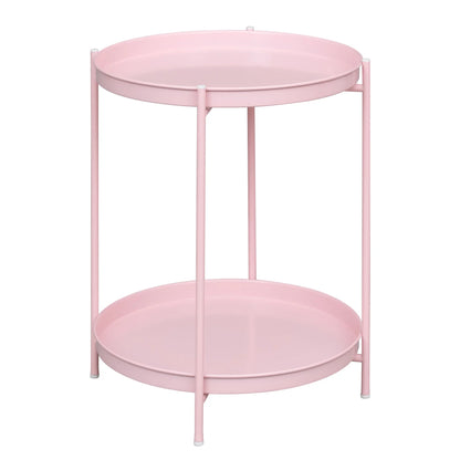 Stylish Round Metal Side Table with Storage - Image 10