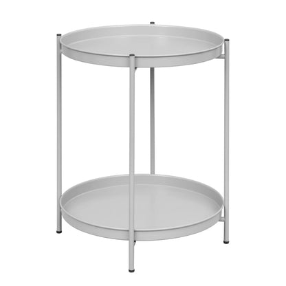 Stylish Round Metal Side Table with Storage - Image 8
